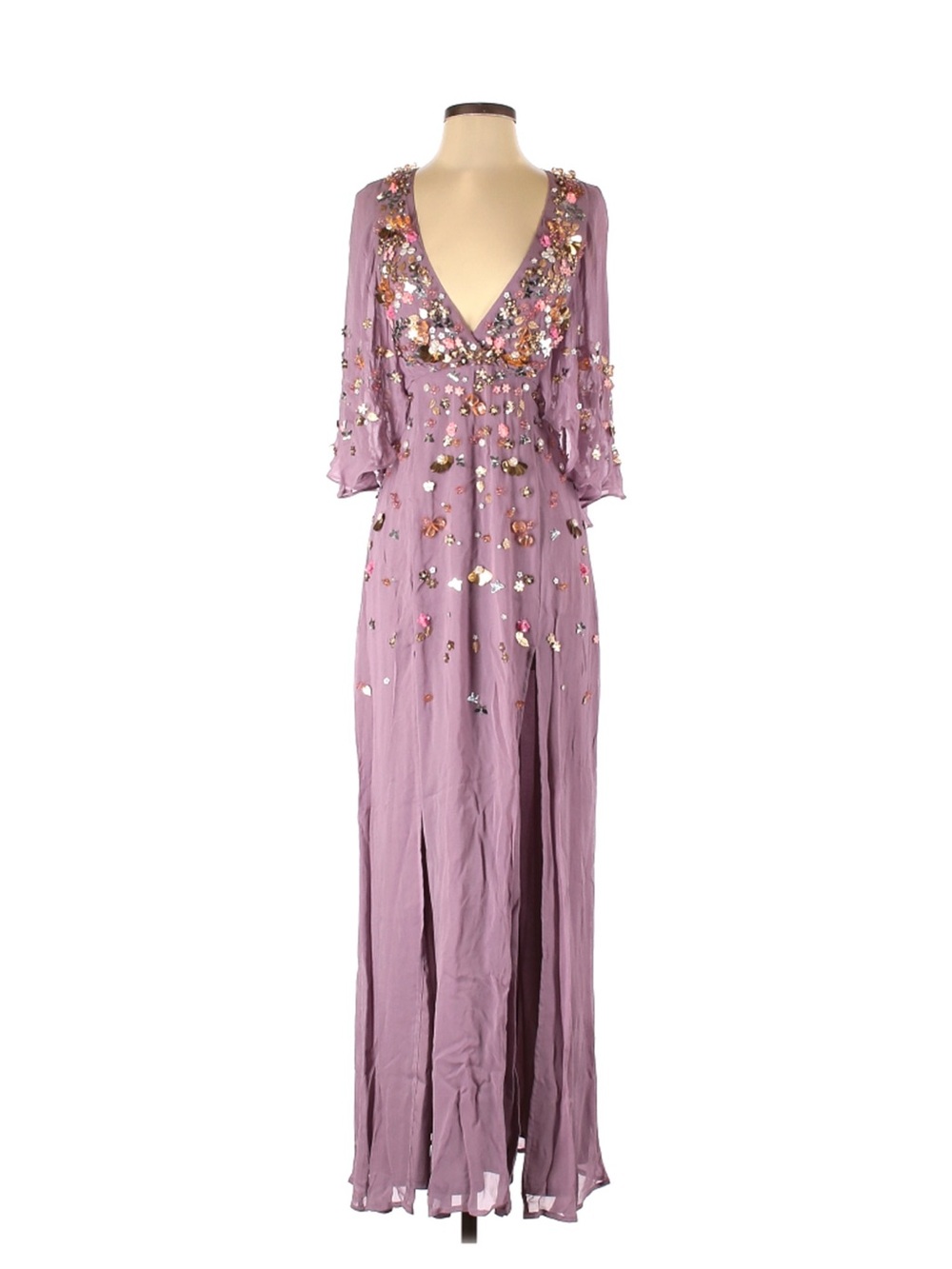 ASOS Lilac purple Sequin Embellished V-Neck kimono sleeve Maxi Dress